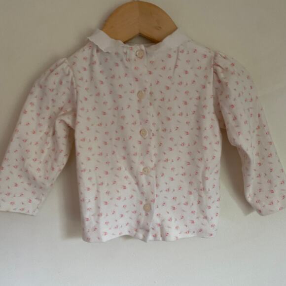 Ralph Lauren Floral Peter Pan Collar Long Sleeve Top W/ Button Down Back Sz 12m - Picture 7 of 8